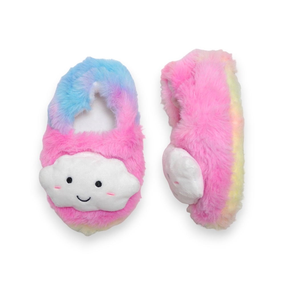 Baby Girls Infant Multicolor Faux Fur Cloud Slippers Size 5/6